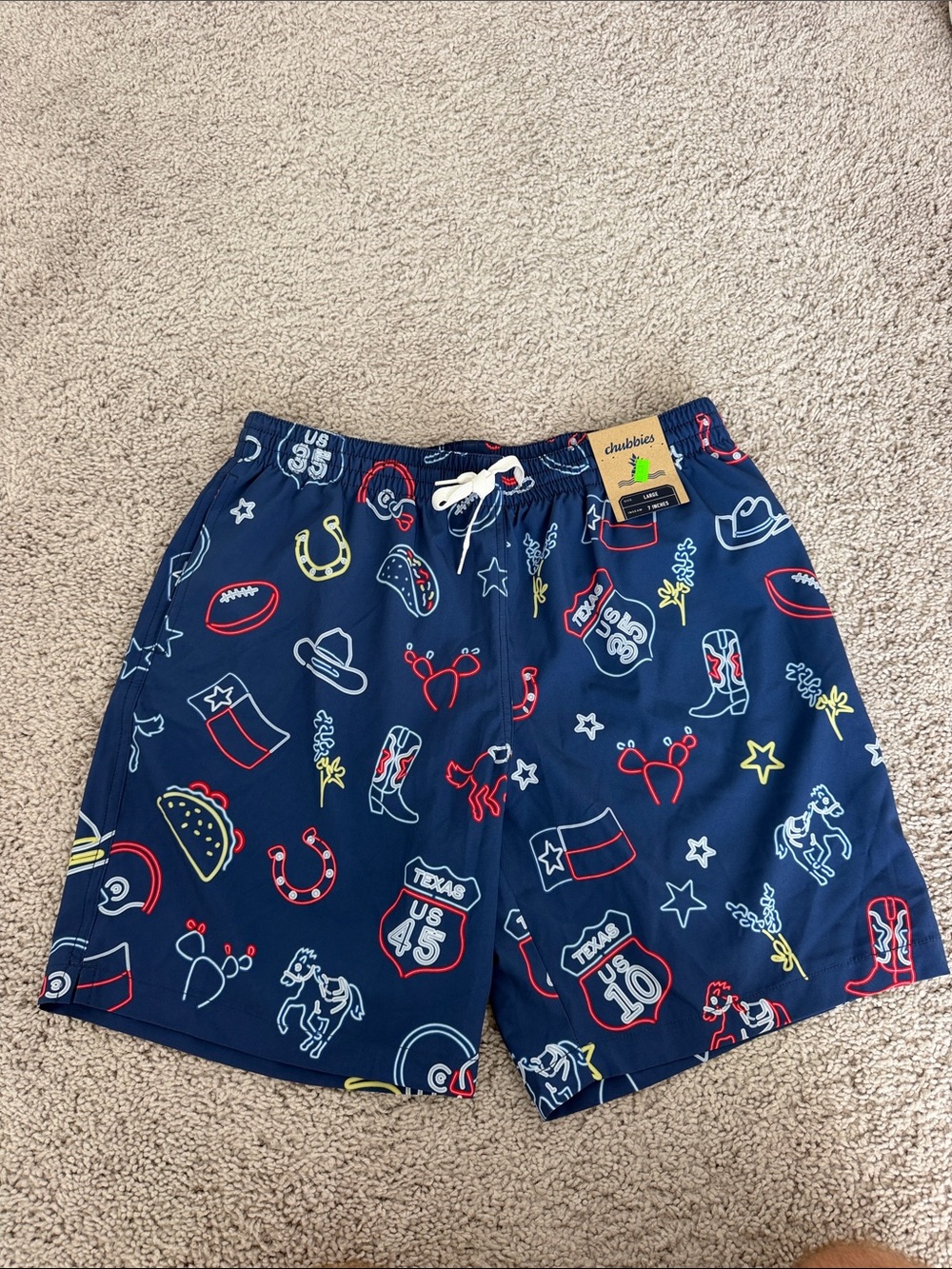 Chubbies Navy Texas Novelty Men's Swim Shorts